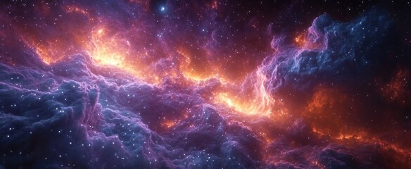 Beautiful Blue Cosmic Night Sky Starry Nebula Illustration