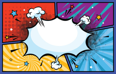 Colorful Comic Book Style Background with Blank Speech Bubble