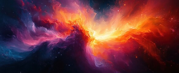 Fototapeta premium Abstract Colorful Cosmic Explosion Surreal Art Background Graphic Resource