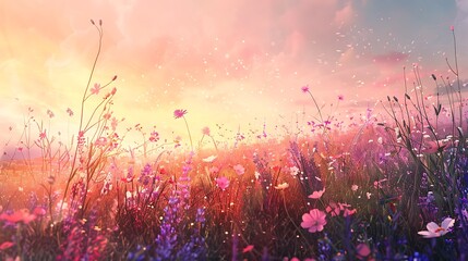 Fototapeta premium A beautiful nature of clouds and flowers beauty 