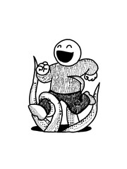 Naklejka premium cartoon illustration of octopus entangled