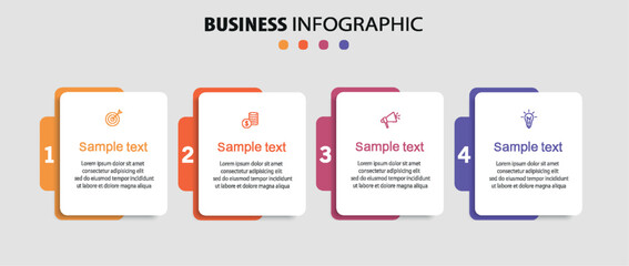 Business infographic design template with 4 options, steps or processes. Can be used for workflow layout, diagram, annual report, web design	
