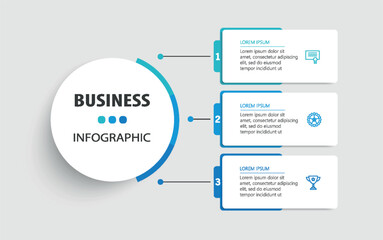 Business infographic design template with 3 options, steps or processes. Can be used for workflow layout, diagram, annual report, web design