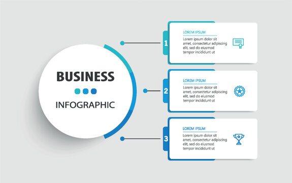 Business infographic design template with 3 options, steps or processes. Can be used for workflow layout, diagram, annual report, web design	
