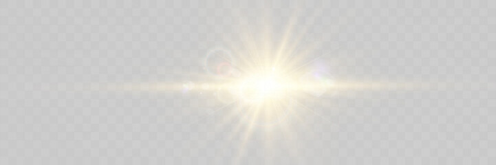 Abstract glowing starburst light with golden rays on dark purple background, creating a soft, radiant, and dynamic effect. Perfect for designs, backdrops, or visual themes.	

