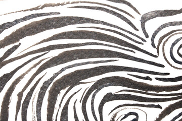 Thick Ink Pen Black Swirly Wavy Lines on White Background Zebra Skin Shapes
