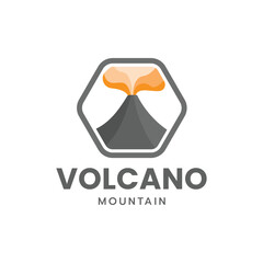 Volcano mountain logo, Volcano eruption logo design.