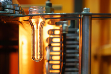 The drinking water bottle manufacturing process by blow mold machine.