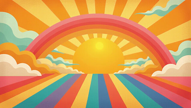 rainbow stripes vintage groovy retro aesthetic inspired hippie style sunny