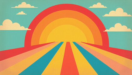 rainbow stripes vintage groovy retro aesthetic inspired hippie style sunny