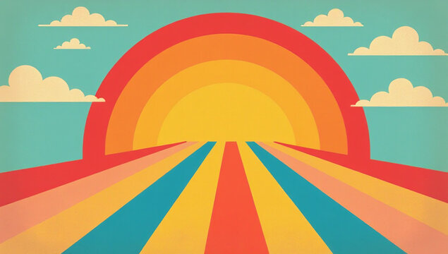 rainbow stripes vintage groovy retro aesthetic inspired hippie style sunny