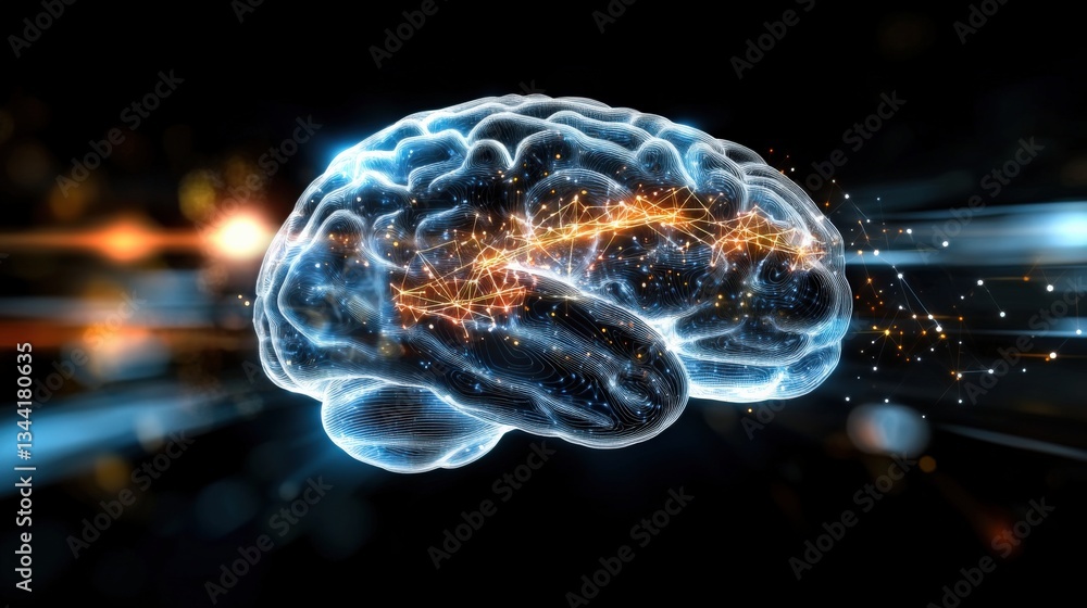 Poster exploring neural connections brain image abstract art digital environment scientific concept