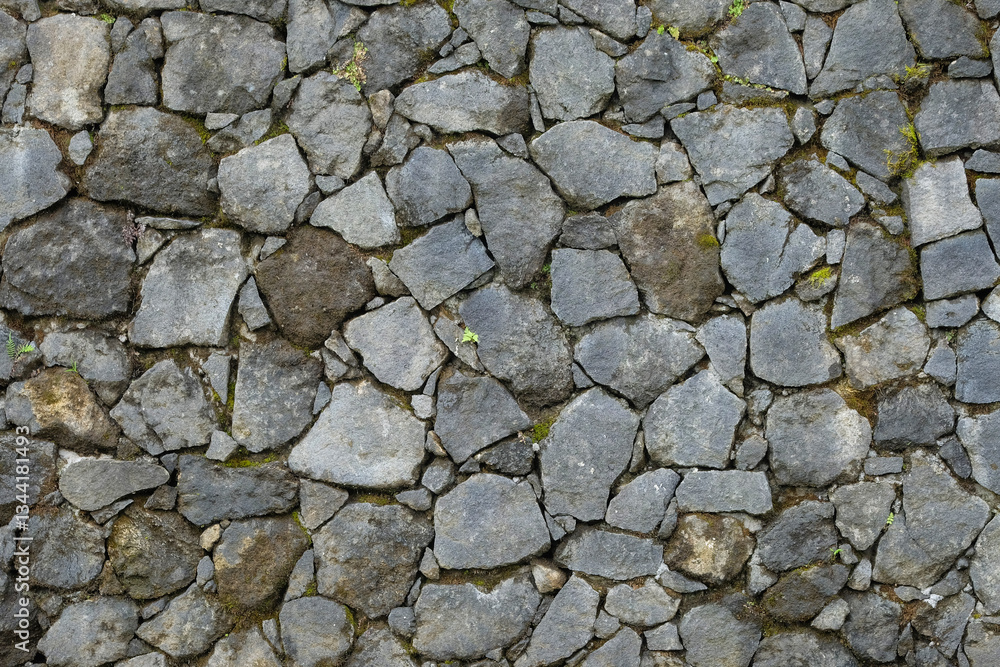 Poster background wall made of natural stone.exterior and architectural design concept.copy space for text.