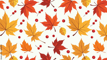 rful autumn leaves berries create beautiful seamless pattern various paper products like wallpaper greeting cards