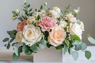 Obraz premium An Elegant Floral Arrangement Featuring Soft Tones and Leaves to Enrich Any Space
