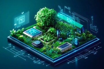 Smart agriculture technology managing futuristic automated farm with digitalization and iot internet of things