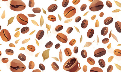 Obraz premium Coffee and accessories concept illustrations for wallpaper or advertising