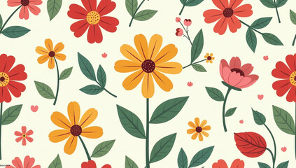 summer floral pattern suitable fabric design kids vintage retro