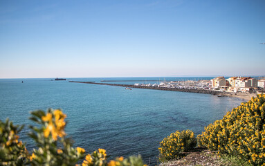 Panorama de la digue Richelieu et de la plagette au Cap d'Agde