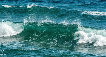 Fototapeta premium Dramatic Ocean Waves Crashing Dark Teal Water White Foam Seascape Photography