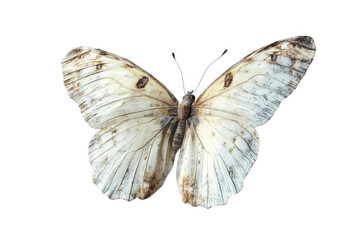Fototapeta premium Capture Delicate Beauty of a Cream Butterfly Against Black Backdrop, Serene