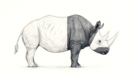 Obraz premium Bicolor Rhino Sketch for African Savanna.