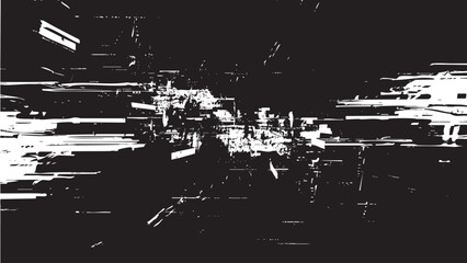 Vector Monochrome Digital Glitch Matrix Background with Corrupted Pixels, Static Noise, and Abstract Cyber Distortion