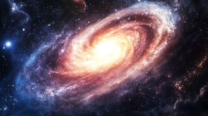 Fototapeta premium Spiral Galaxy Radiating Colors, for Astronomy Use