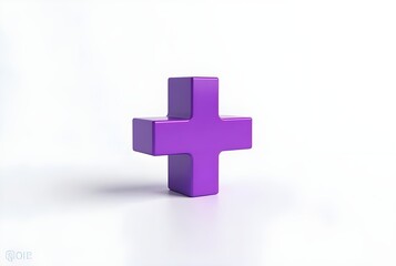 Fototapeta premium 3D Purple Plus Icon on White Background