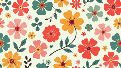vintage flower patterns pastel colors make retro groovy vector design suitable aesthetics