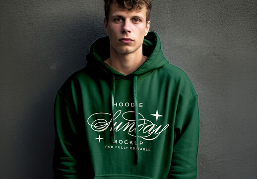 Realistic Hoodie Mockup on Man Model with Urban Background