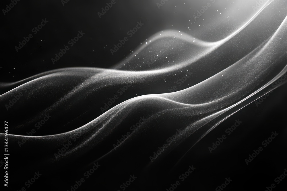 Aufkleber abstract grayscale waves digital art background design elegant flowing curves smooth texture light a