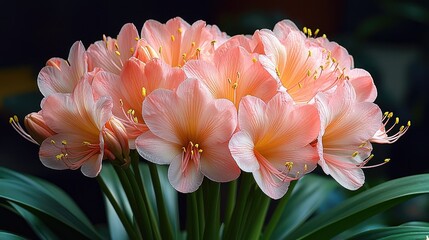Fototapeta premium Beautiful bouquet of pink flowers in a serene indoor setting with soft lighting