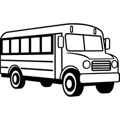 Modern Line Drawing of a School Bus