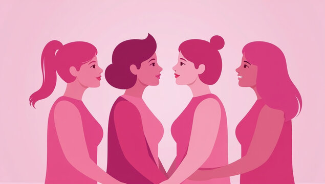 women unite pink support breast