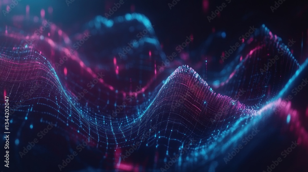 Aufkleber abstract data visualization with vibrant digital wave formations