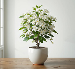 Jasmine flowers plant in a flowerpot