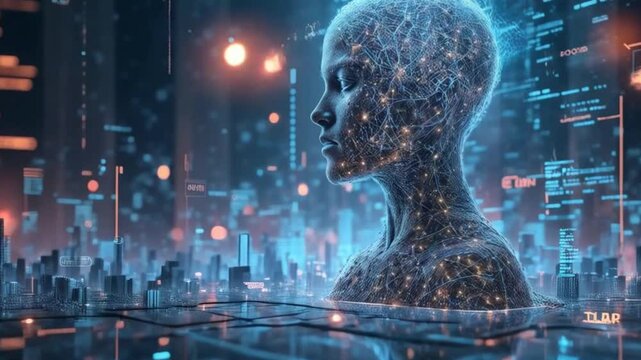 "A futuristic AI entity emerges from a glowing digital network, its form composed of shimmering data streams against a neon-lit cyber city." 🤖✨







