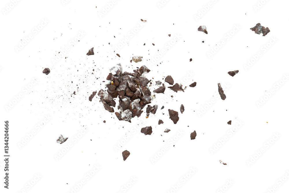 Poster explosion of rock particle isolated