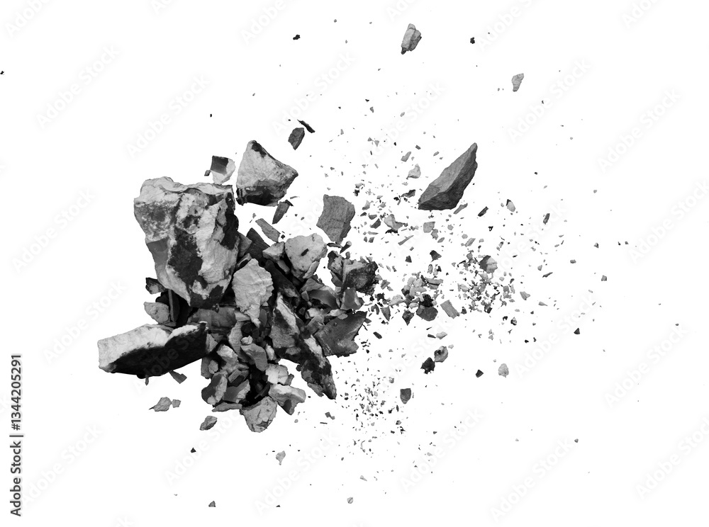 Poster explosion of rock with particle