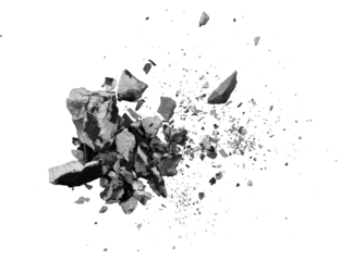 explosion of rock with particle