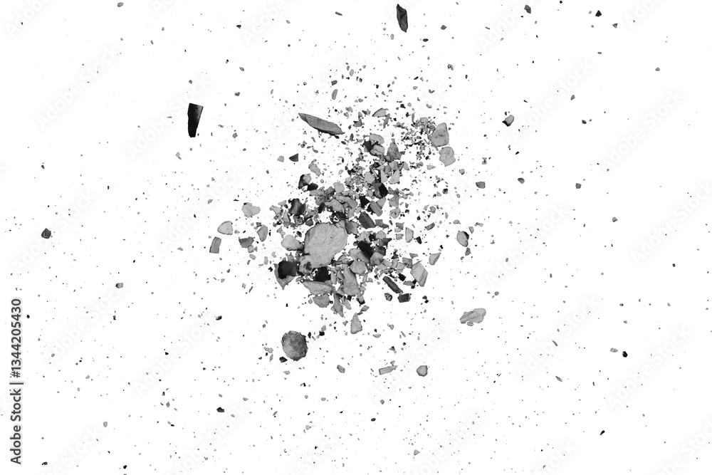 Poster explosion rock particle isolated element