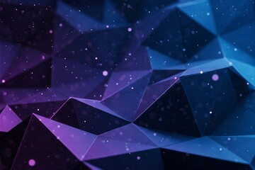 Abstract space background with polygonal shapes, stars, and nebulae. Deep blue and purple tones, cosmic vibe. Modern, digital art.


