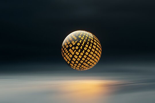 Binary Globe: Digital Data Sphere.