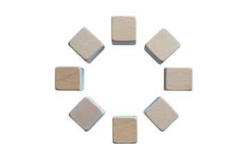 A creative representation of teamwork, with wooden blocks interlocking on a blue backdrop, showing interconnectedness and collective effort