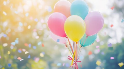 Colorful Balloon Bouquet with Ribbon, Celebrating International Children's Day in a Joyful Atmosphere