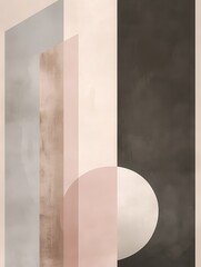 Craft an elegant minimalist abstract composition with muted colors and subtle lines.