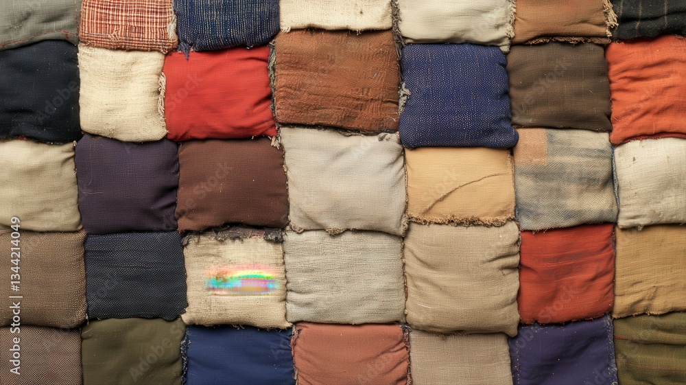 Poster Close-Up View of a Detailed Multicolored Patchwork Textile Background