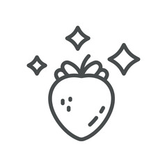 Shiny Strawberry Icon. Line Illustration of a Sparkling Fresh Strawberry, Representing Premium Quality, Freshness, and Natural Sweetness.