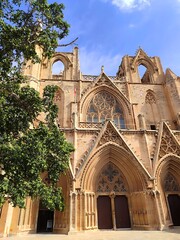 Majestic architecture of a mosque in Northern Cyprus under a clear blue sky